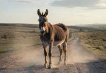Por que a mula quase nunca consegue ter filhotes? Menos de 100 casos em 5 séculos desafiam uma regra ligada aos seus 63 cromossomos Mula adulta em estrada de terra no campo, híbrido de jumento e égua conhecido pela raríssima capacidade de gerar cria