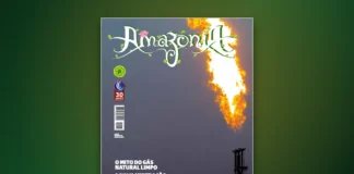 O gás natural nunca foi limpo, e a indústria sabia disso há mais de 50 anos Capa da edicao 156 da Revista Amazonia, com foto de queima de gas natural