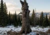 Árvore morta guarda marca de 1893 há 133 anos em plena floresta, e defensores da natureza lutam para impedir que ela seja cortada