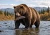 Urso come salmão sem parar para engordar antes da hibernação e acaba eleito o mais gordo do Alasca em votação popular