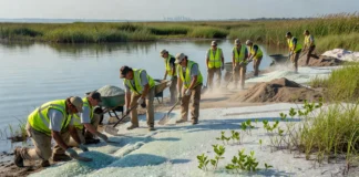 Empresa transforma 6,35 milhões de quilos de vidro de garrafa em areia e reconstrói trechos da costa da Louisiana com vegetação 60% maior em um ano