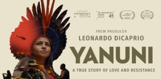 Cacica de Altamira protagoniza filme de DiCaprio pré-indicado ao Oscar de graça no YouTube Cartaz do documentario Yanuni, sobre a cacica Juma Xipaia e a defesa da Terra Indigena Xipaya em Altamira