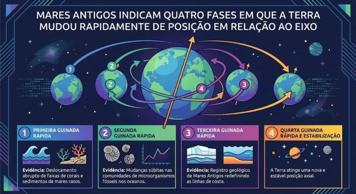 Mares antigos indicam quatro fases em que a Terra mudou rapidamente de posição em relação ao eixo Mares antigos indicam quatro fases em que a Terra mudou rapidamente de posição em relação ao eixo