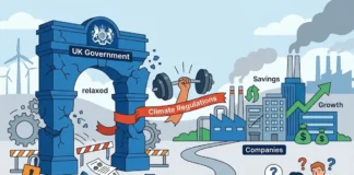 Reino Unido flexibiliza risco climático, poupa empresas e reduz informação para investidores a partir de 2028 Reino Unido flexibiliza risco climático, poupa empresas e reduz informação para investidores a partir de 2028