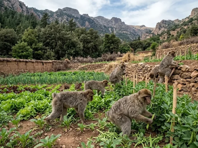 Macacos ameaçados entram em lavouras na Argélia, perdas fazem 1 em 3 fazendas ser abandonada Macacos ameaçados entram em lavouras na Argélia, perdas fazem 1 em 3 fazendas ser abandonada