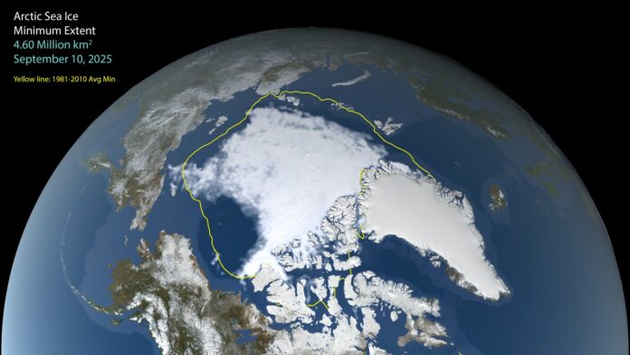 O gelo do Ártico encolheu de novo em 2026: o mínimo do verão empatou entre os dez menores já medidos e o máximo do inverno foi o mais baixo da história O gelo do Ártico encolheu de novo em 2026: o mínimo do verão empatou entre os dez menores já medidos e o máximo do inverno foi o mais baixo da história