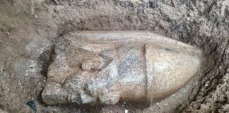 Morador do Delta do Nilo acha bloco e revela cabeça colossal de Ramsés II de uma estátua que teria 8,5 metros Morador do Delta do Nilo acha bloco e revela cabeça colossal de Ramsés II de uma estátua que teria 8,5 metros