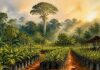 Metade das árvores do mundo vive fora de casa, e o Brasil lidera Mudas de árvores em viveiro de restauração florestal na borda da floresta amazônica