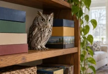 Uma coruja entrou em casa e foi parar entre os jogos de tabuleiro, mas a foto curiosa escondia uma etapa importante antes de ela voltar à natureza