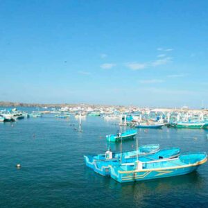 El Niño afasta peixes e esvazia redes no Pacífico latino-americano Barcos de pesca artesanal fundeados no porto de Anconcito, no Equador