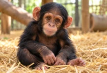 Uma chimpanzé de quatro meses viajou mais de 2 mil km, mas chegar não era a parte final de sua adaptação