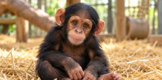 Uma chimpanzé de quatro meses viajou mais de 2 mil km, mas chegar não era a parte final de sua adaptação
