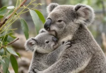 Seis meses escondido na bolsa da mãe, filhote de coala se mostra ao público pela primeira vez, na Holanda
