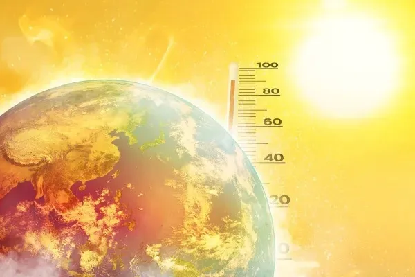 1-termometro-com-temperatura-elevada-apontado-para-o-sol-ao-lado-de-representacao-da-terra-uma-alusao-ao-aquecimento-global Temperatura média global de 1,6°C em 2024 ressalta urgência de desmatamento zero