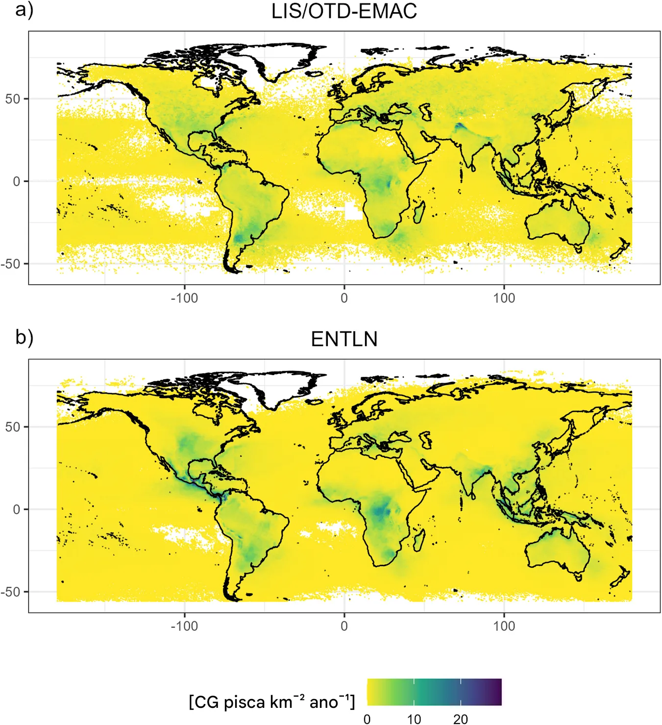 Densidades-de-raios-nuvem-solo-de-acordo-com- 320 milhões de árvores são mortas por raios a cada ano
