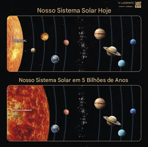 O Sol hoje e daqui há mais de 5 bilhões de anos