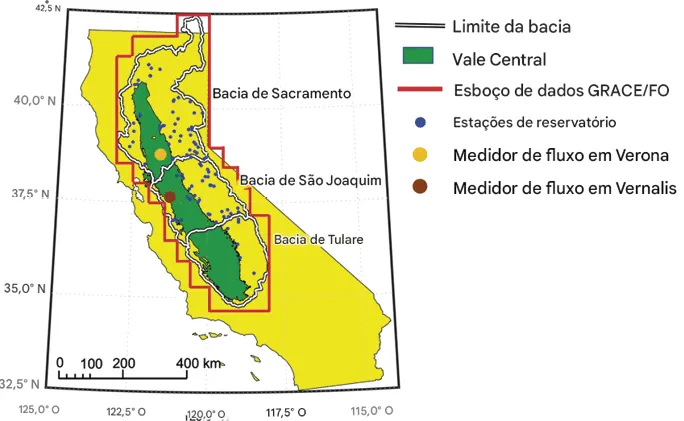 O_Vale_Central_verde_abrange_as_Bacias_de_Sacramento_San_Joaquin_e_Tulare_limite_preto_e_branco_da-400x246 Áreas continentais de mega regiões de seca